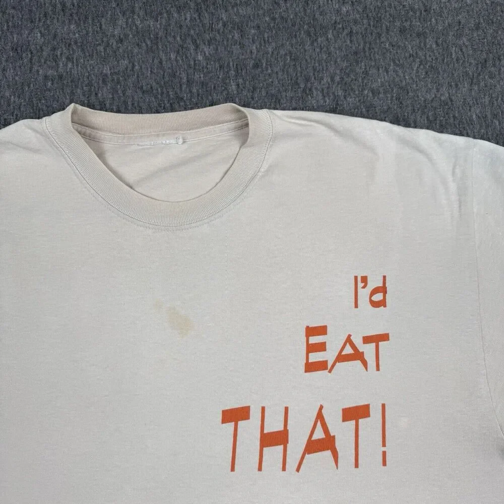 Vintage‎ I’d Eat That! T-Shirt Men’s XL Tan Fishing Outdoors Ocean Lake Nature